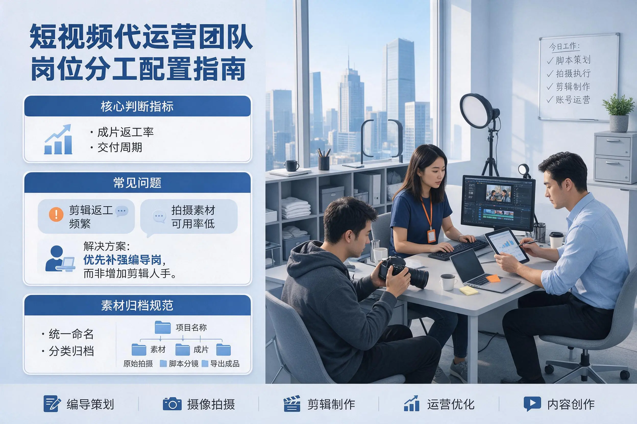 短视频代运营团队如何配置?自贡企业岗位分工科普说明