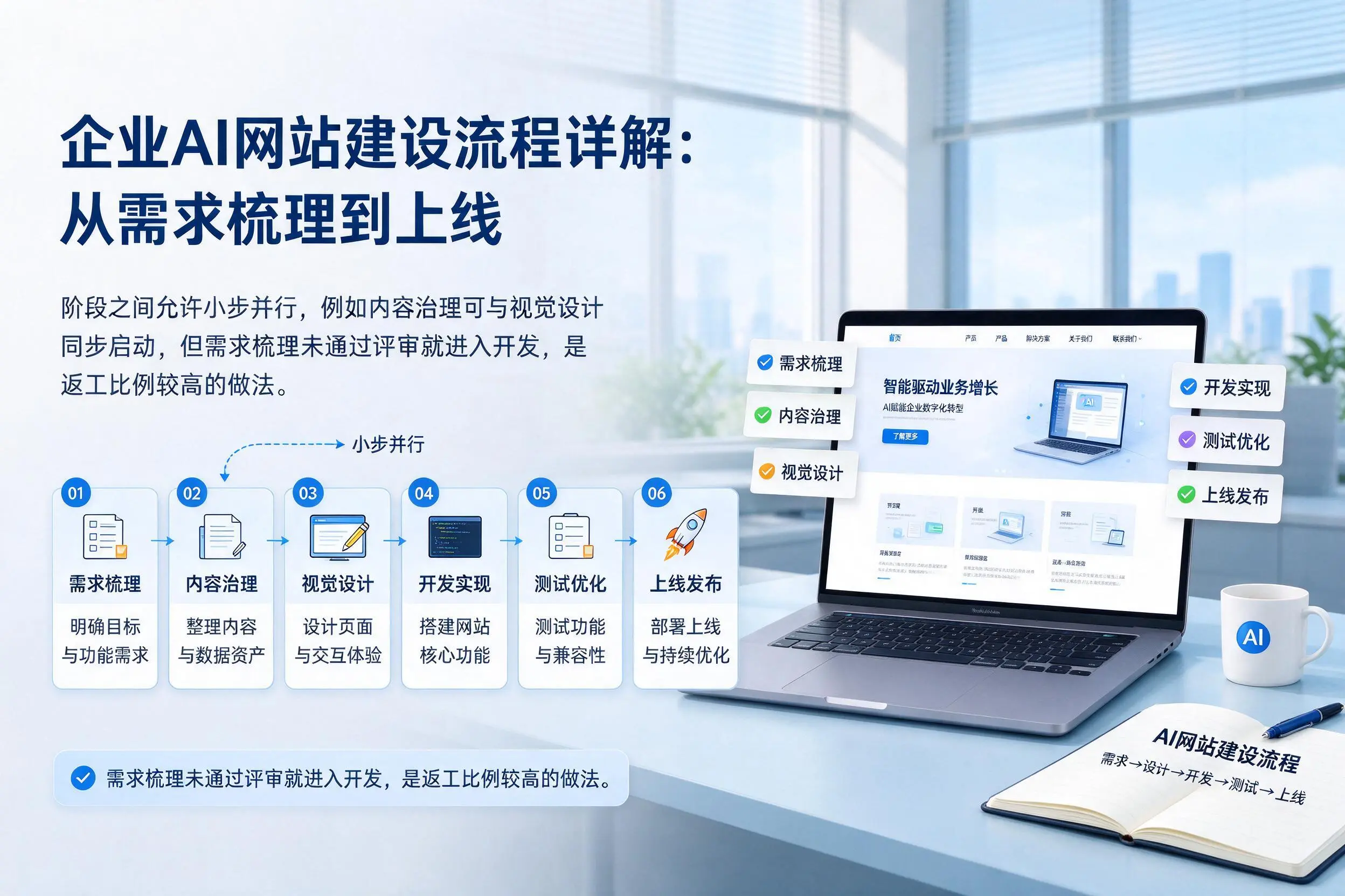 自贡企业AI网站建设流程详解:从需求梳理到上线