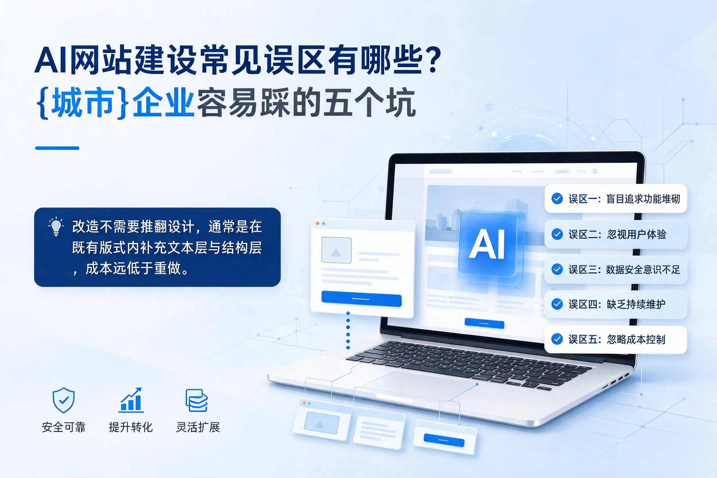 AI网站建设常见误区有哪些？自贡企业容易踩的五个坑