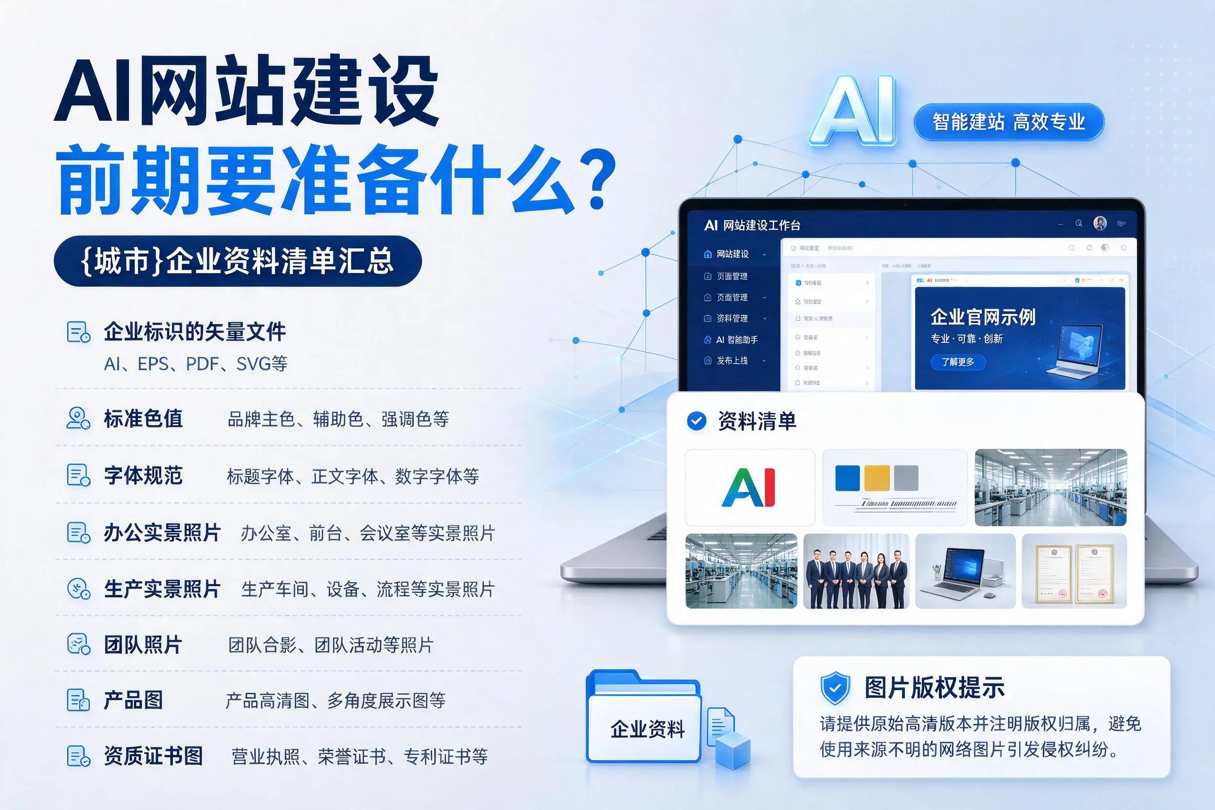 AI网站建设前期要准备什么?自贡企业资料清单汇总